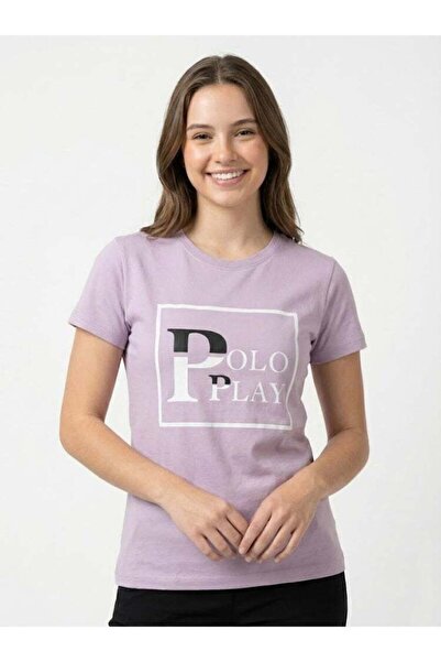 poloplay تيشيرت بناتي برسومات - أرجواني فاتح