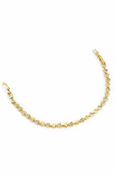 Sacha Accessories سوار من حجر الزركون المثلث وصفيرات متسلسلة