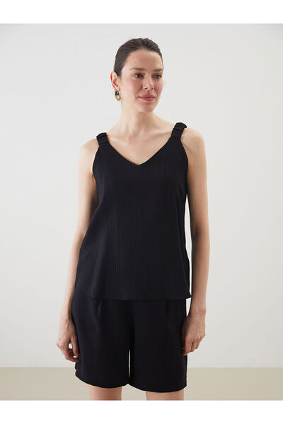 LC Waikiki Peak New Season V-Neck Textured Women's Blouse