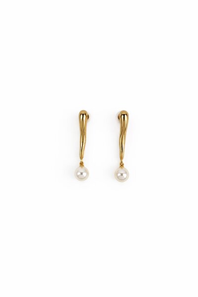 Sacha Accessories Rod Plate Pearl Detailed Earrings