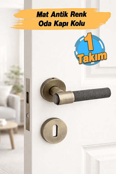 Badem10 (1 Takım-Çift) Milano Seri Yuvarlak Rozetli Modern İç Oda Kapı Kolu S...