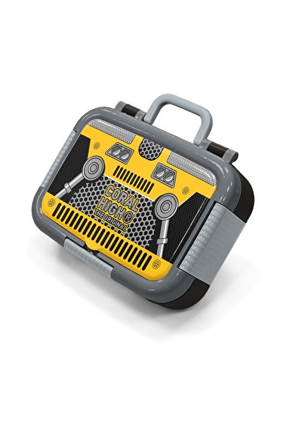 Coral High Kids Yellow Black Robot Patterned Stainless Steel Lunch Box 39302