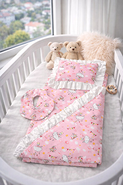 FERA Pink Mattress Pillowed Swaddle Cover for Baby, with Fiber Filling, Musli...