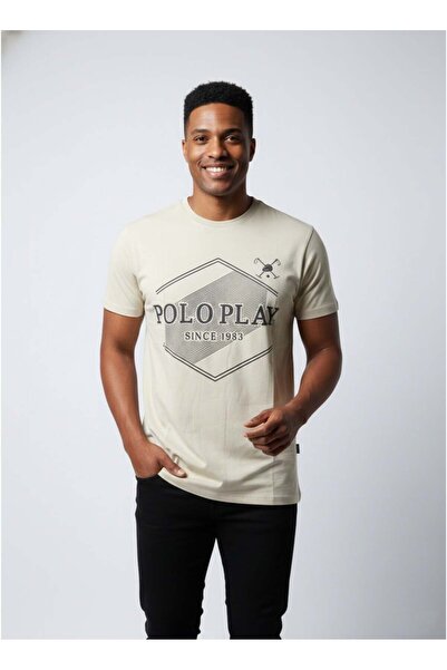 poloplay Mens Graphic T-shirt -BEIGE