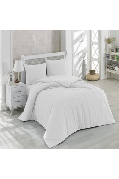 Mally Home Yuny Mally Home Double Bed Linen, 100% Cotton, White