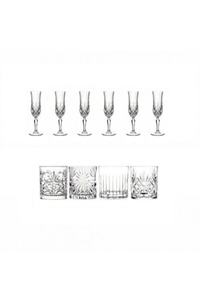 RCR Crystal Set of 4 Mixology Glasses Rcr+Set of 6 Champagne Glasses With Ste...