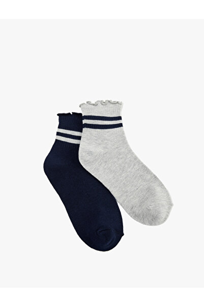 Koton Striped Ruffle Detailed 2-Piece Sock Set