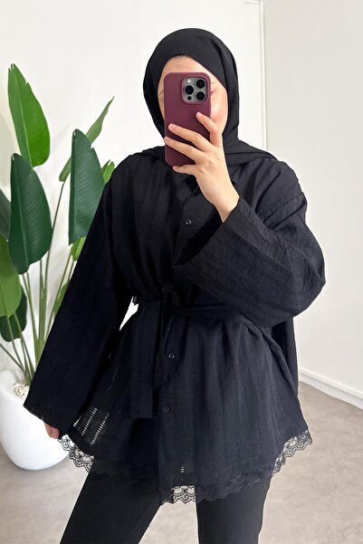 SİNDAL Kemerli Gömlek - Siyah