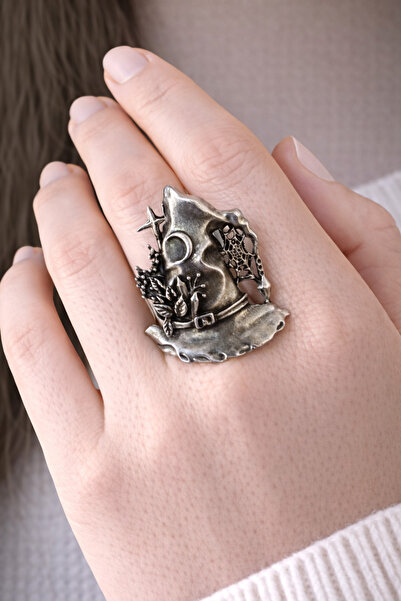 HER ŞEY NOTA www.herseynota.com Adjustable Silver Color Ring with Witch Hat F...