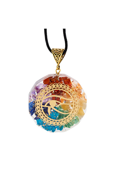 XTERRA Pandantiv Orgonit cu 7 Cristale Chakrale și Simbolul Ochiul lui Horus ...