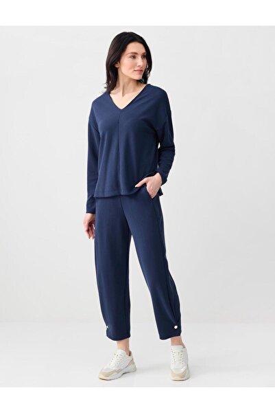 Jimmy Key Navy Blue Narrow Leg Regular Waist Modal Jogger Pants