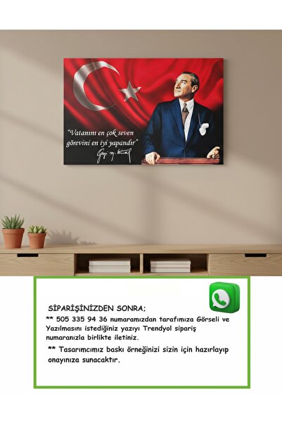 MOD UV BASKI KANVAS TABLO ATATÜRK TASARIMLI (ebat seçiniz)