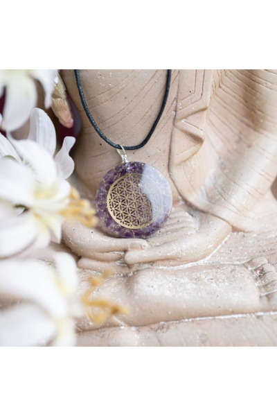 XTERRA Orgonite Pendant with Amethyst and Flower of Life – Protection, Peace ...