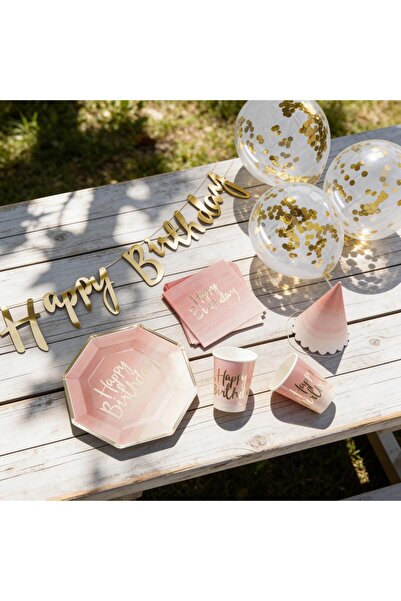 PARTİ SEPETİ Ginger Ray Gold Varaklı Luxury Party Set for 16 People