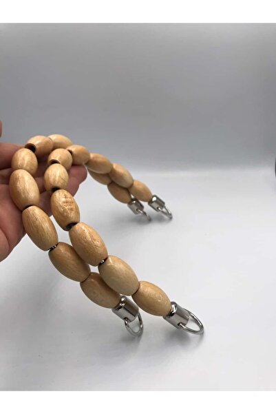 Zeyora Flexible Bag Handle with Wooden Almond Beads (14-22 cm), Bag Accessory...