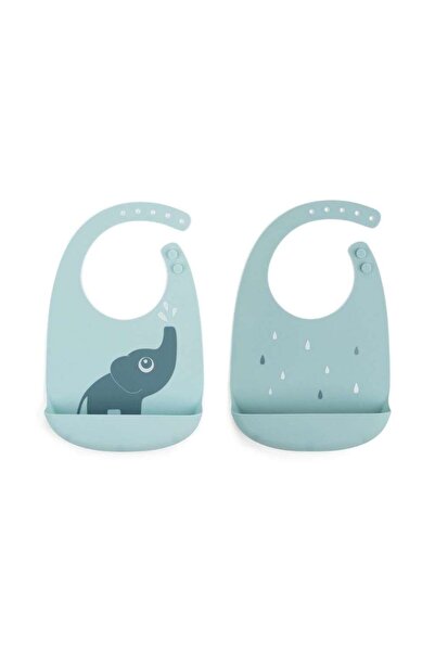 Done By Deer - Elphee - 2-Pack Silicone Bibs - Blue