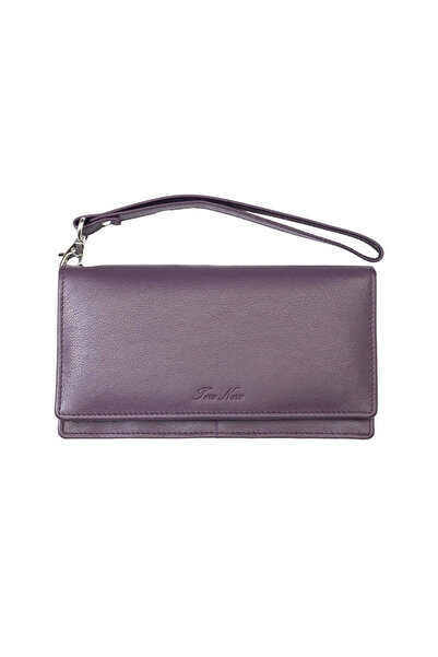TORO NERO Women's wallet made of genuine leather, purple, Chiara, Rfid protec...
