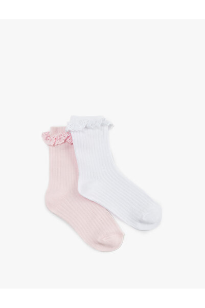 Koton Lace Detailed Cotton Socks Set of 2