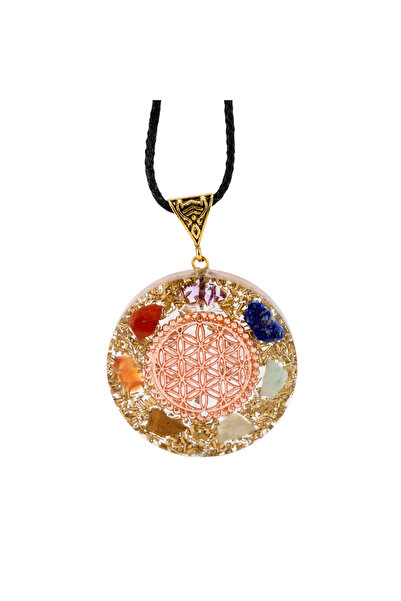 XTERRA Pandantiv Orgonit cu 7 Cristale Chakrale și Simbol „Floarea Vieții” – ...