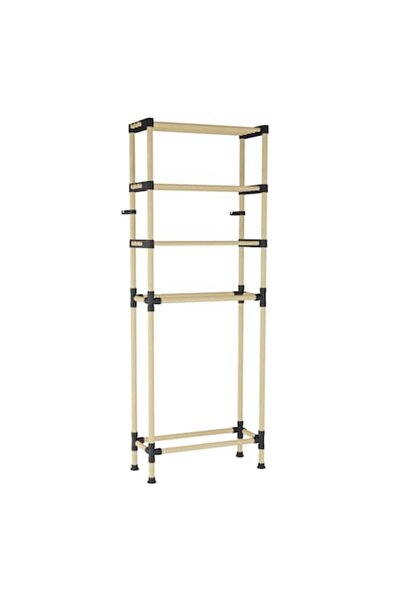 SEOWOOD Etajera din lemn cu 3 etajere si cos de rufe din material textile,