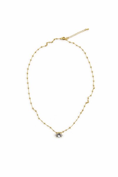 Sacha Accessories Oval Stone Ball Chain Necklace
