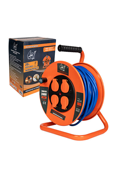 COBI SMART® Extension cord with metal drum 3x2.5mm², 20 m, 4 Schuko sockets -