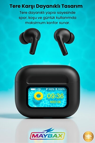Maybax 3.nesil Pro Dokunmatik Ekranlı Anc&enc Bluetooth 5.4 Kulakiçi Silikonlu Kulaklık Ios Android Uyumlu