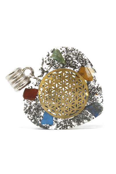 XTERRA Pandantiv Orgonit Inimă cu Simbolul Floarea Vieții – Protecție Energet...