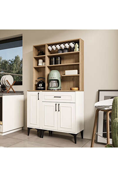 Mezza SET 5240-5241 MIVA (Çıtalı) Kahve Köşesi Çok Amaçlı Dolap Kiler Mutfak ...