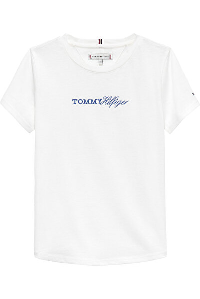 Tommy Hilfiger Script Ss Beyaz Kız Çocuk T-Shirt