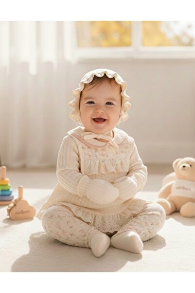 MİNİBORN مجموعة من 5 قطع من القطن بنسبة 100% بنقشة زهور على شكل قلب للفتيات ا...