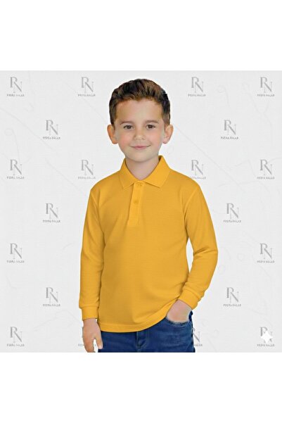 Genel Markalar %100 Pamuklu Unisex Çocuk Polo Yaka Uzun Kollu Penye
