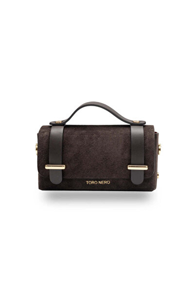 TORO NERO Women's bag made of dark brown genuine leather-suede Natalia