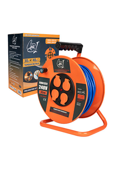 COBI SMART® Extension cord with metal drum 3x2.5mm², 30 m, 4 Schuko sockets -