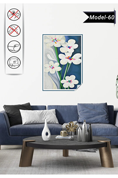 Akıllı Kağıt Statik Tutunma Özellikli Tablo - Poster Çiçek (Model- 60)