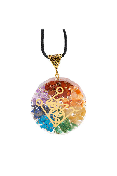 XTERRA Pandantiv Orgonit cu 7 Cristale Chakrale Simbol Reiki – Protecție Ener...