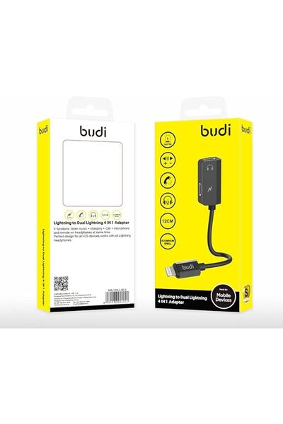 Budi – Lightning to Dual Lightning 4 in 1 Adaptor – Black
