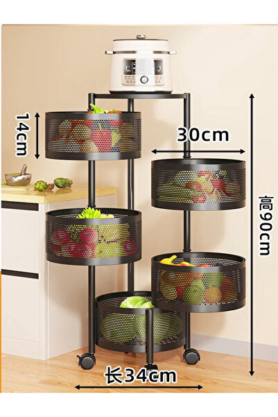 DEC15 5-shelf round storage cart with wheels