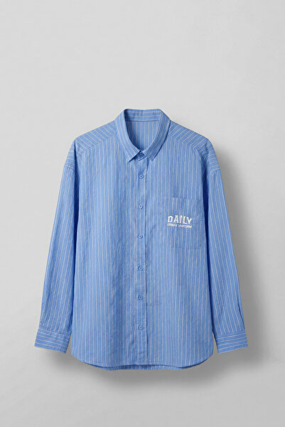 ablukaonline Men's Striped Oversize Long Sleeve Shirt with Embroidery Detail ...