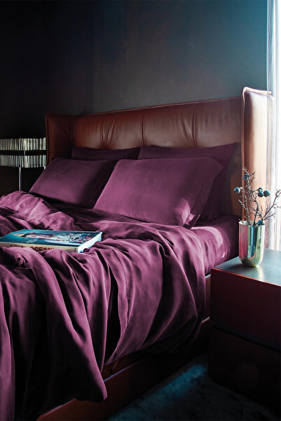 İssimo Home Jade Burgundy Vegan İpek Nevresim Takımı Çift Kişilik
