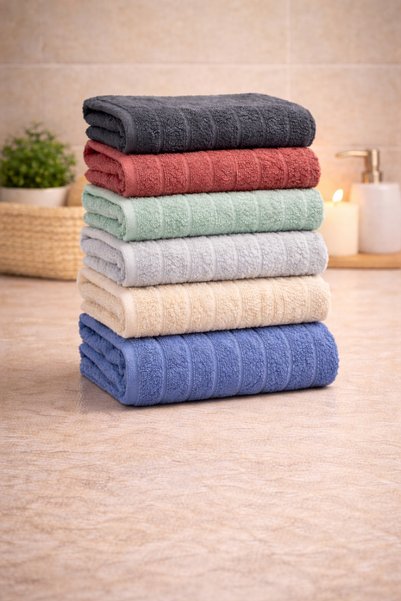 Rebeka Home Collection Azra 6-Piece Kitchen Towel 30x50 cm Soft-Textured Hemmed Hand and Face Set