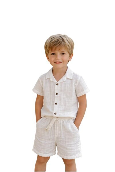 Ugly Duck SET CĂMAȘĂ ȘI PANTALONI SCURȚI DIN MUSLINĂ PENTRU VÂRSTELE 3-8 ANI ...