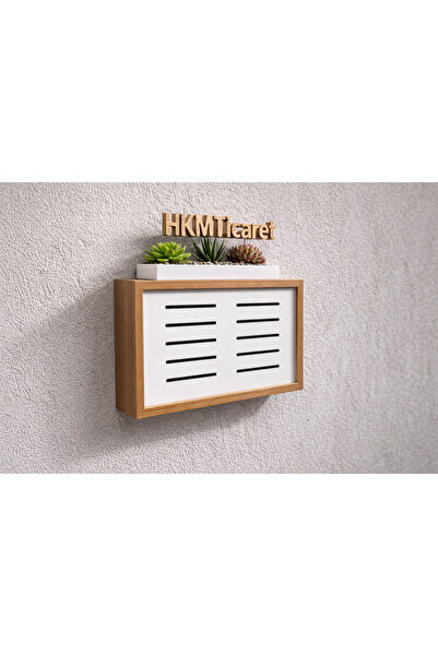 HKM Ticaret 30X40X10 cm Grid Patterned Bamboo Wall Hanging Fuse Modem-Wifi St...