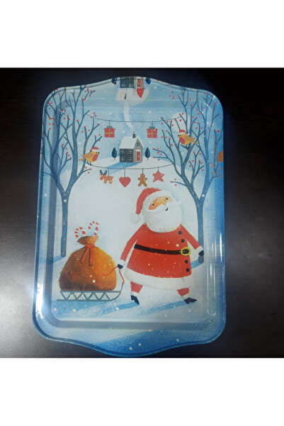 esdekor New Year Large Metal Tray 33X22Cm Merry Christmas Christmas