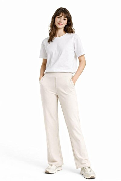 RAPAPA Pantaloni de damă bej cu talie înaltă și croială dreaptă – 1758