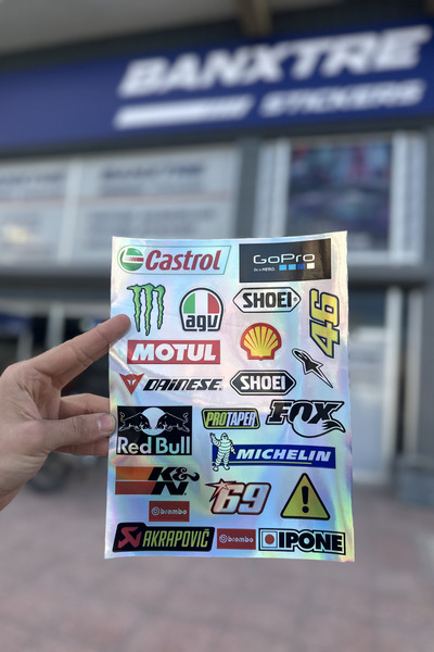 Banxtre حزمة ملصقات A4 مع صور ثلاثية الأبعاد للعلامات التجارية المدعمة للدراج...