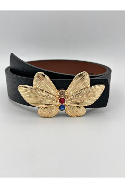 MODAM HİFA Gold Buckle Stoned Women's Belt Trouser Belt Dress Belt Shirt Belt...