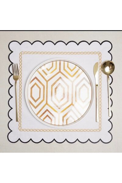 2Ddesign Gold Chain Patterned Wavy Edge Stylish American Serving Set – Modern...