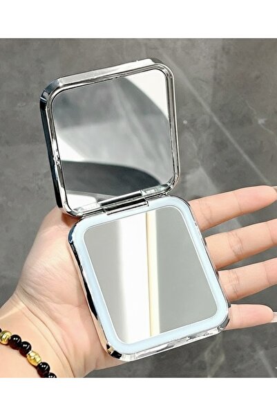 newnet Beyaz LED Işıklı Katlanabilen Makyaj Aynası - 5x büyüteçli Şarj Edileb...