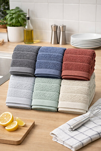 Rebeka Home Collection Azra 6-Piece Kitchen Towel Set 30X50 cm Soft Textured ...